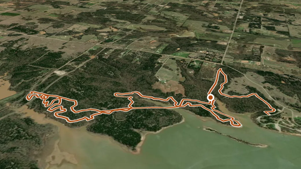 3-D terrain view of Yellow Trail (Lake McMurtry Park)