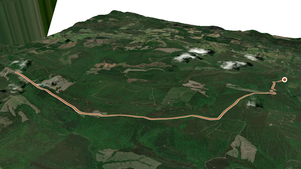 3-D terrain view of Cripple Mountain Trail