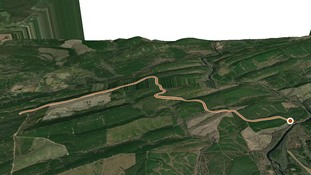 3-D terrain view of Pickens Creek Trail