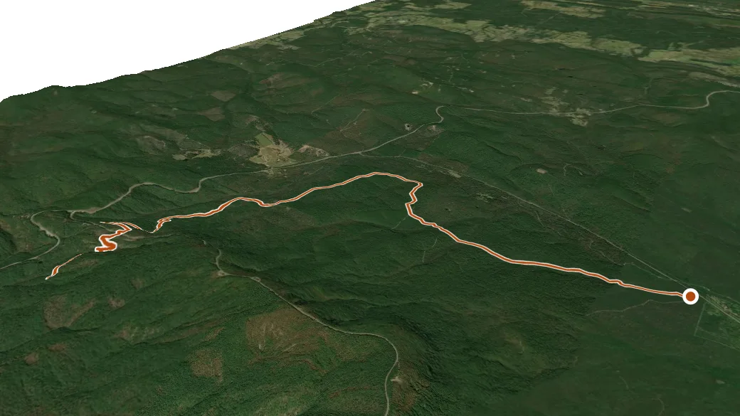 3-D terrain view of Old Military Road Trail