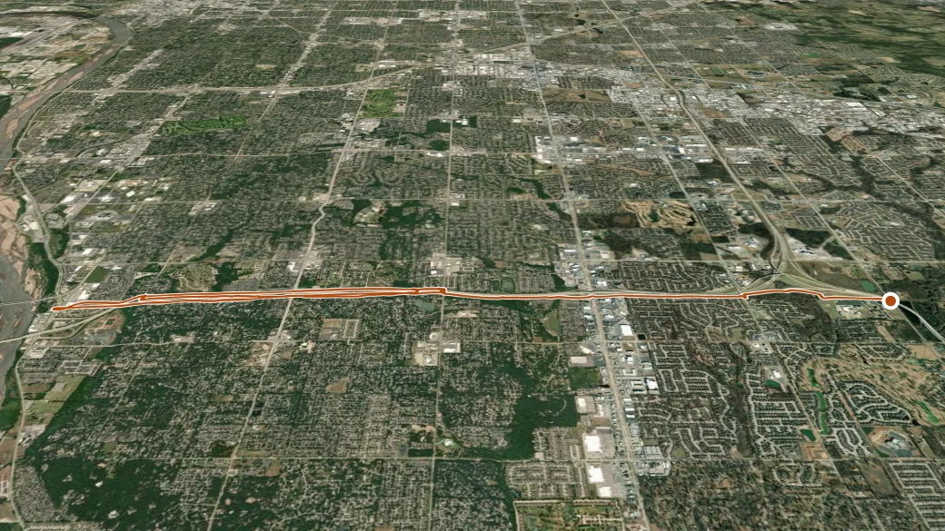3-D terrain view of Creek Turnpike Trail