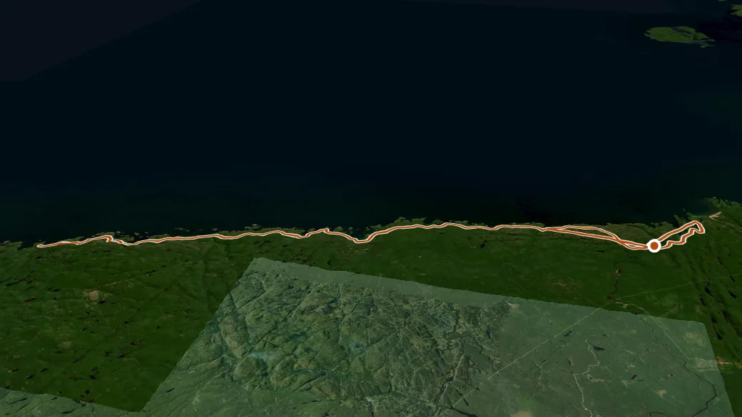 3-D terrain view of Voyageur Trail - Pukaskwa Section