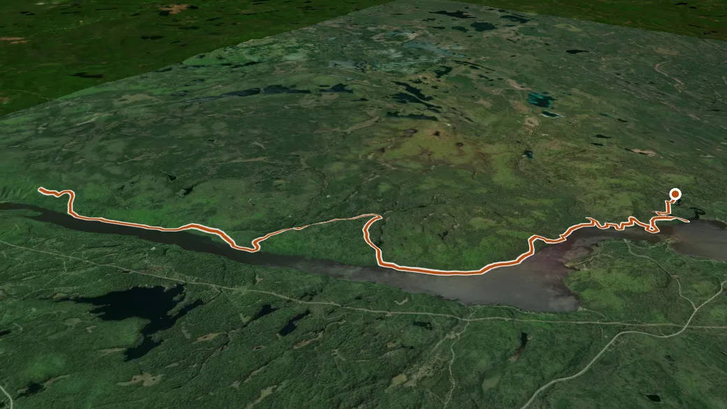 3-D terrain view of Ottawa-Temiskaming Highland Trail (NO REGULAR MAINTENANCE)