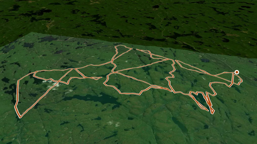 3-D terrain view of Western Uplands Backpacking Trail