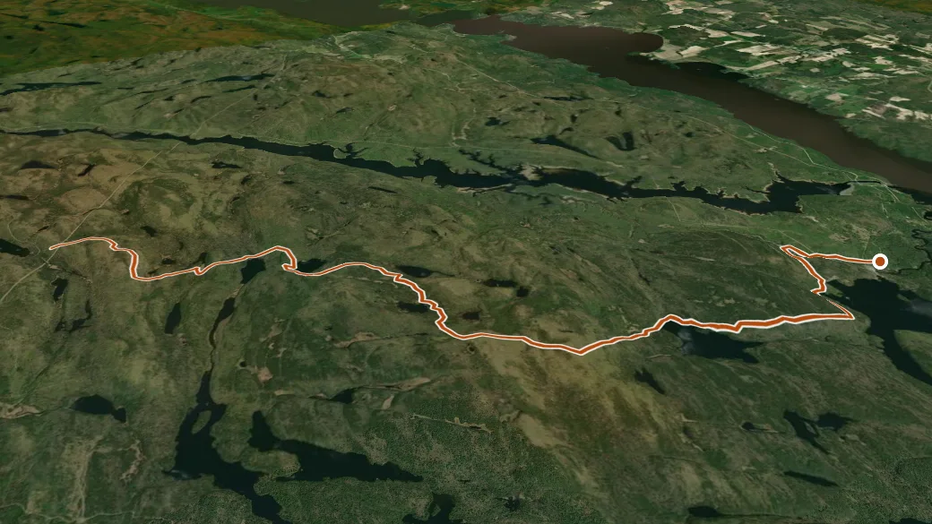 3-D terrain view of Ottawa-Temiskaming Highland Trail
