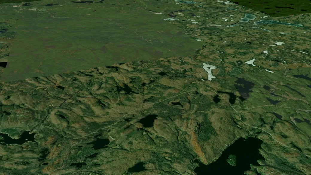 3-D terrain view of Tetsmine Lake Loop