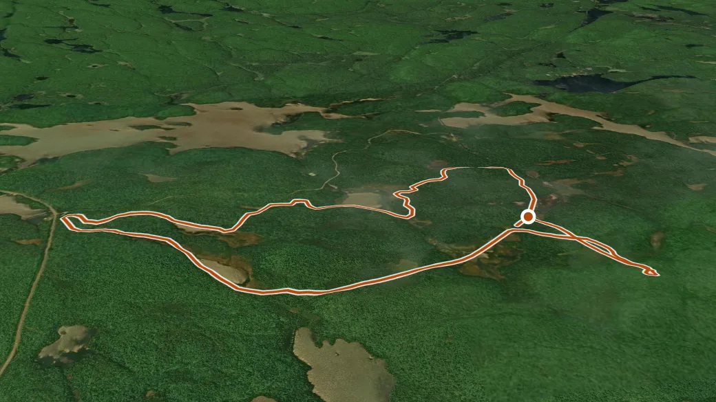 3-D terrain view of Mizzy Lake Trail