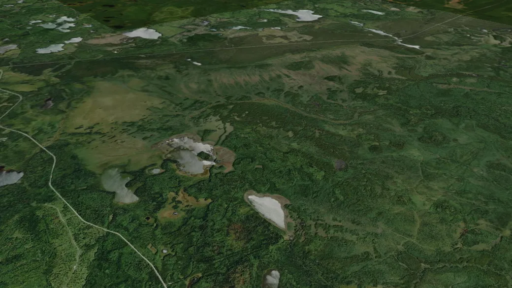 3-D terrain view of Voyageur Trail - Stokely Section