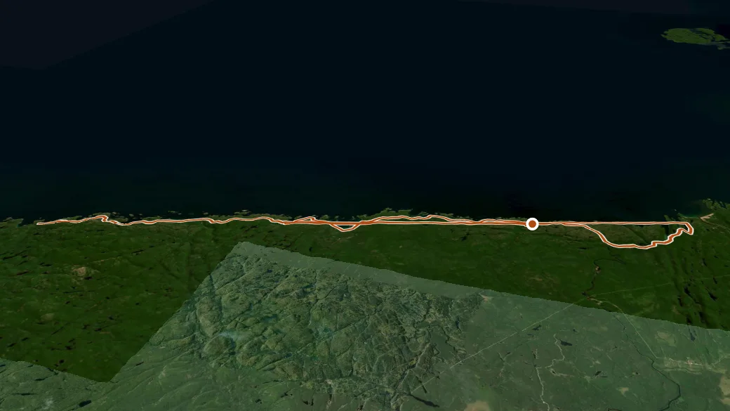 3-D terrain view of Coastal Hiking Trail