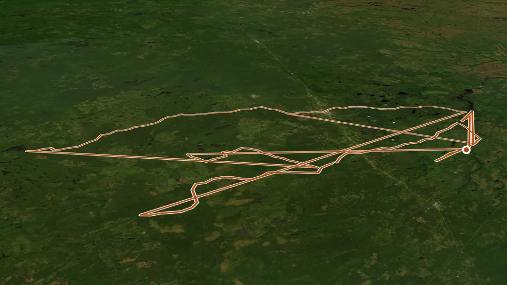 3-D terrain view of Hearst District Canoe Routes