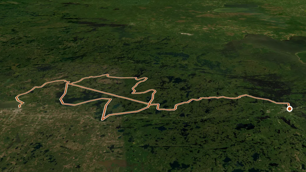 3-D terrain view of Migizi Trail - Path of the Paddle