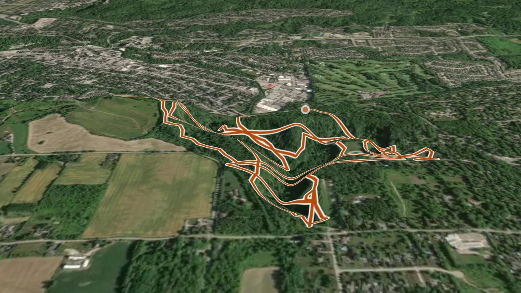 3-D terrain view of Spencer Gorge/Webster's Falls Conservation Area Trails