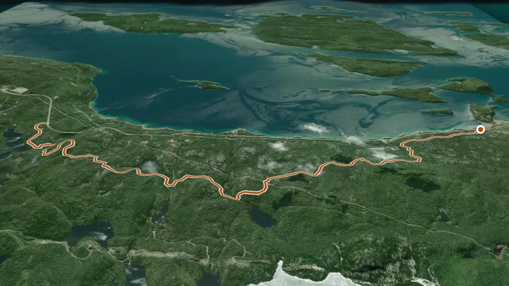 3-D terrain view of Voyageur Trail - McLean's Segment