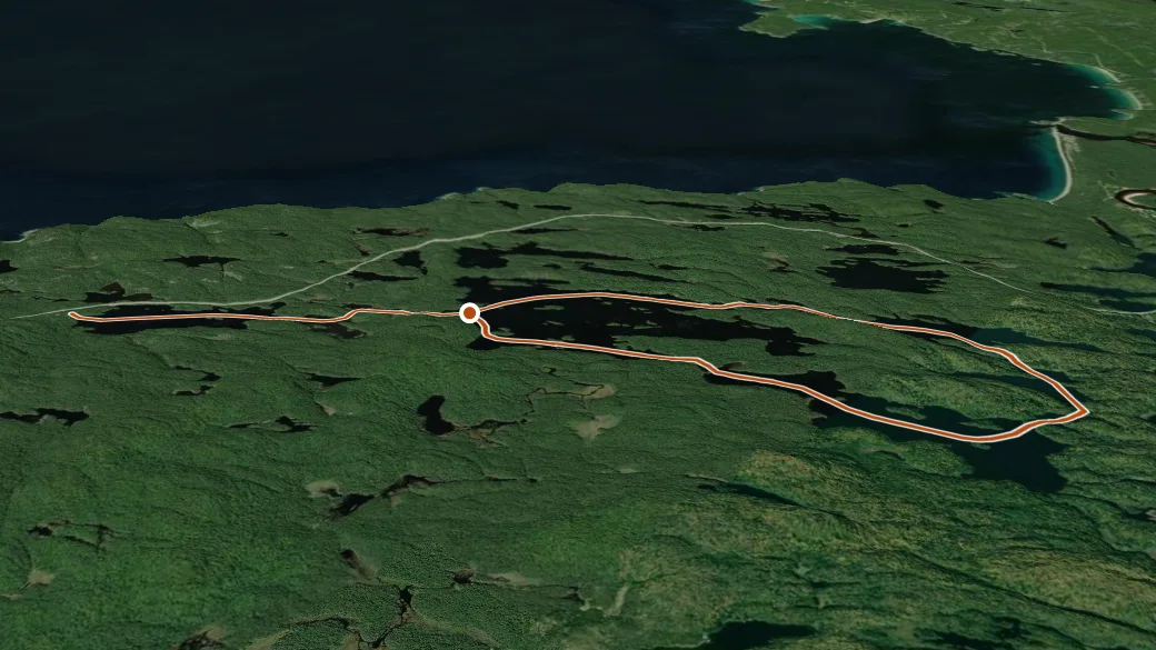 3-D terrain view of Fenton-Treeby Canoe Route