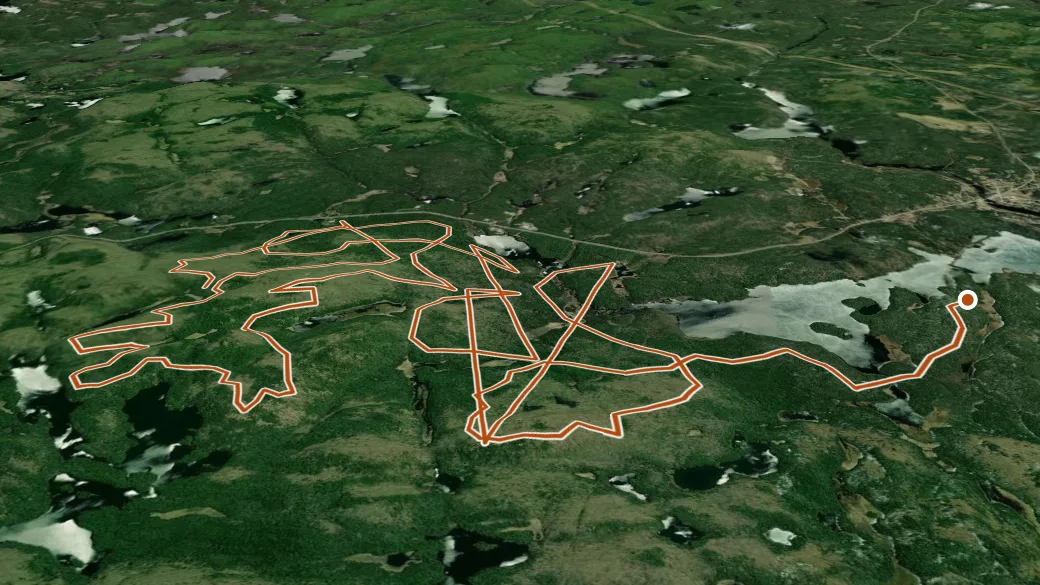 3-D terrain view of Leaf Lake Ski Trail