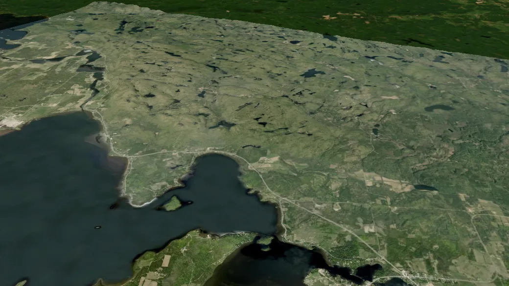 3-D terrain view of Big Salmon Lake Loop