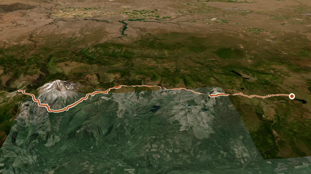 3-D terrain view of Pacific Crest National Scenic Trail