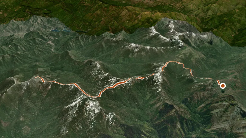 3-D terrain view of Boundary Trail