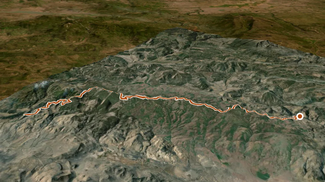 3-D terrain view of Fremont National Recreation Trail