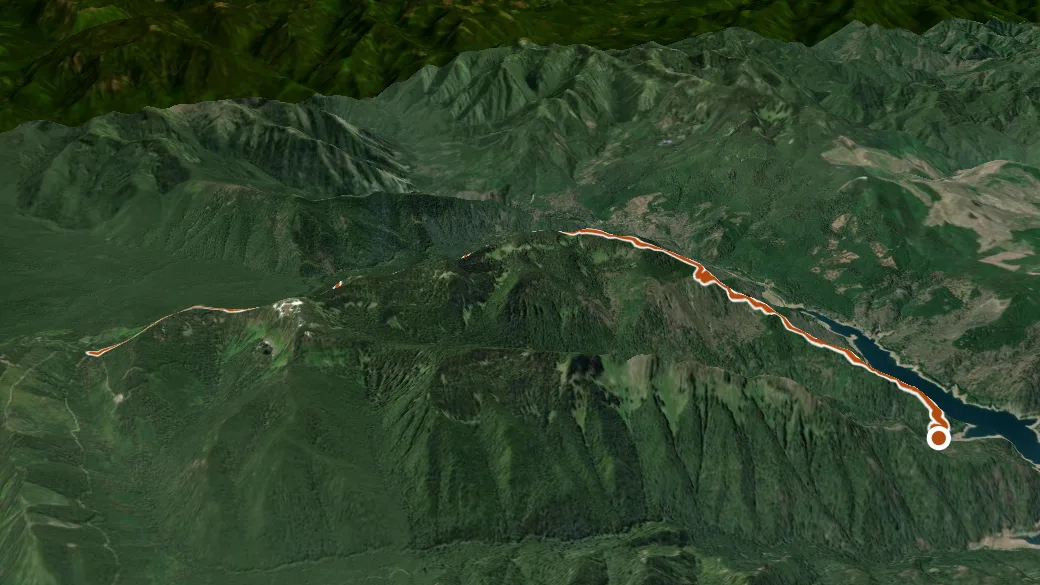 3-D terrain view of Lowder Mountain