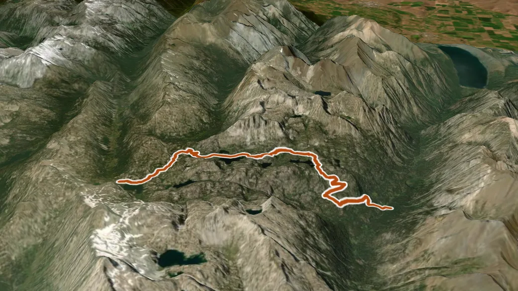 3-D terrain view of Lakes Basin