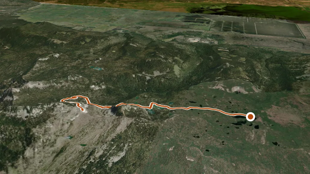 3-D terrain view of Snow Lakes