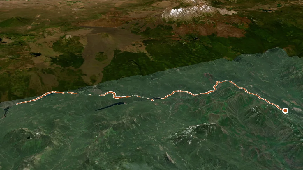 3-D terrain view of Mckenzie River National Recreation Trail