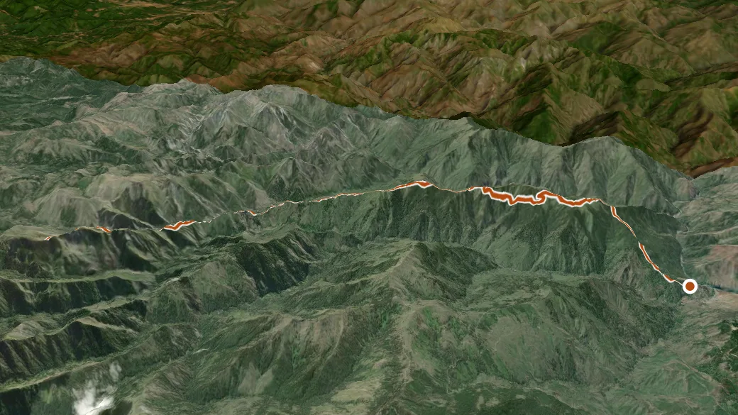 3-D terrain view of Silver Peak - Hobson Horn Trai