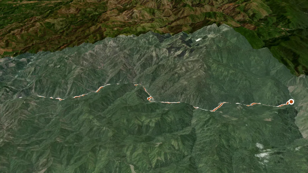 3-D terrain view of Rogue River National Rec Trail