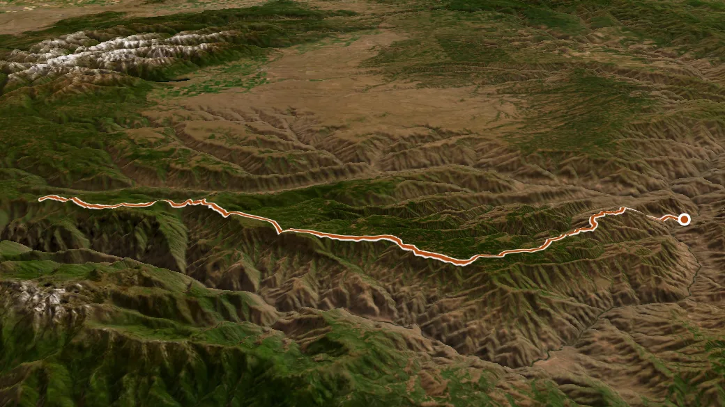 3-D terrain view of Western Rim National Recreation Trail