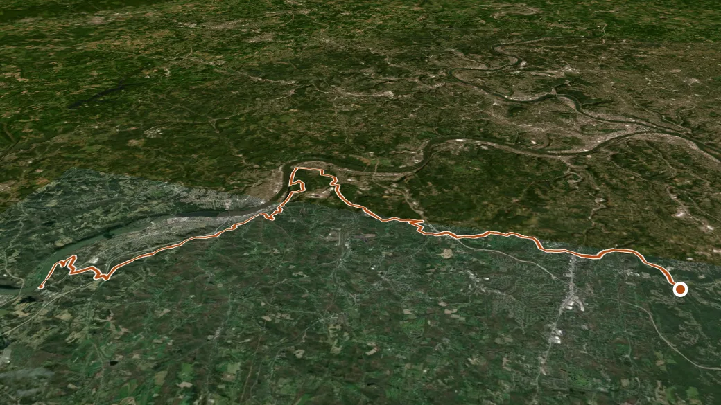 3-D terrain view of Rachel Carson Trail