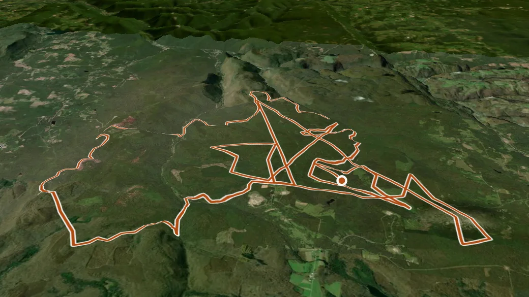 3-D terrain view of Loyalsock State Forest Cross Country Ski Trails