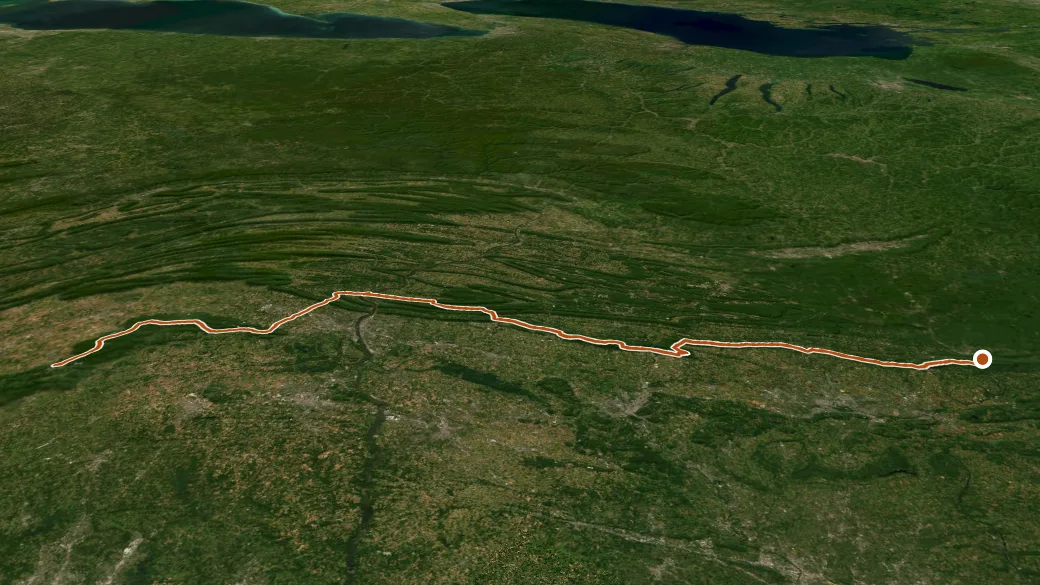 3-D terrain view of Appalachian National Scenic Trail