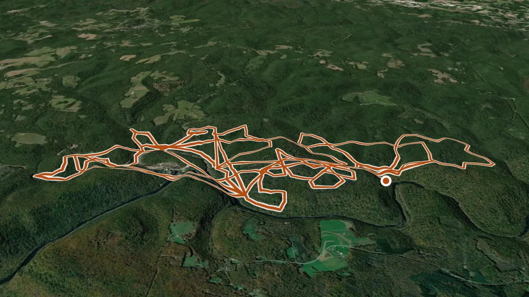 3-D terrain view of Ohiopyle State Park Hiking Trails