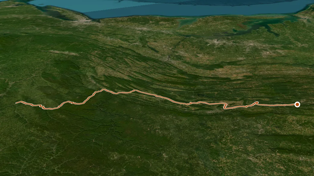 3-D terrain view of BicyclePA Route G