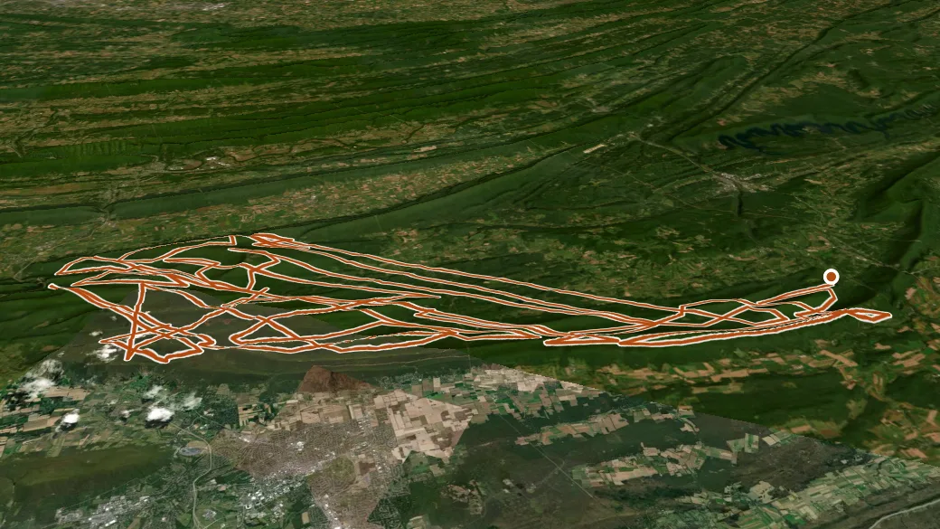3-D terrain view of Rothrock State Forest Seven Mountains Snowmobile Trails