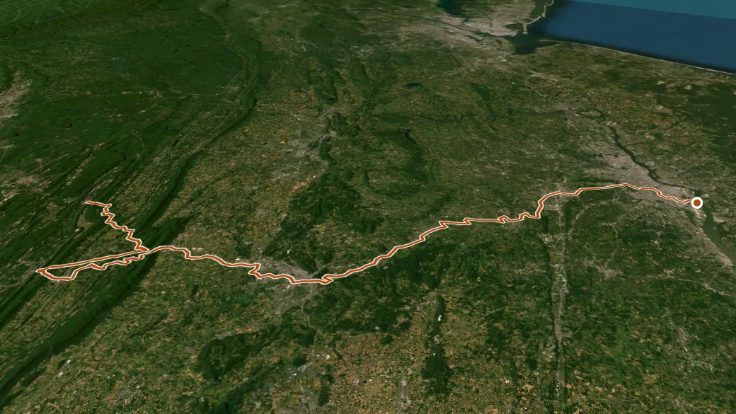 3-D terrain view of Schuylkill River Water Trail
