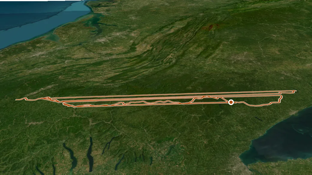 3-D terrain view of BicyclePA Route Y