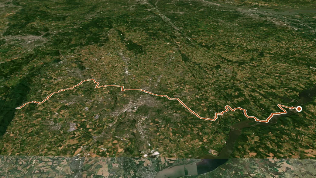 3-D terrain view of Conestoga Trail