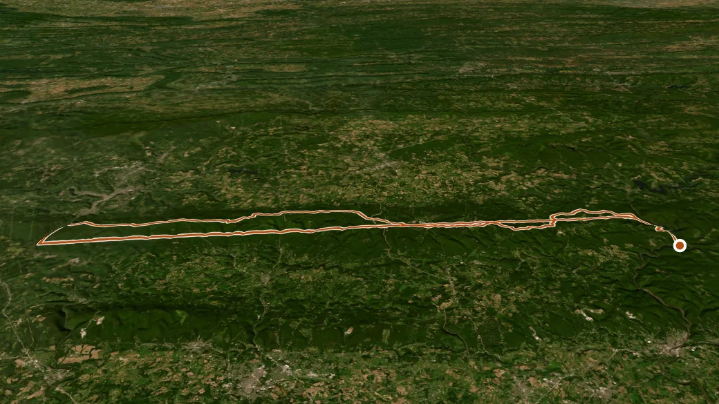 3-D terrain view of Laurel Highlands Hiking Trail