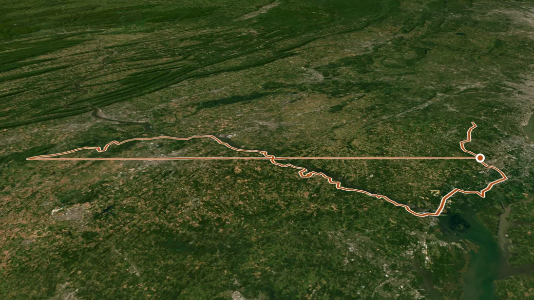 3-D terrain view of Mason Dixon Trail