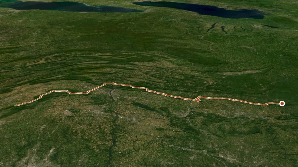 3-D terrain view of Appalachian Trail