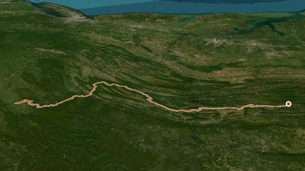 3-D terrain view of Mid State Trail