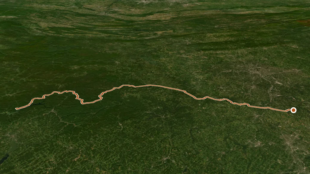 3-D terrain view of North Country Trail