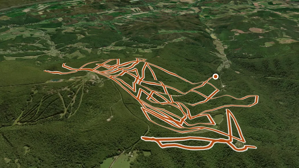 3-D terrain view of Blue Knob State Park Trails