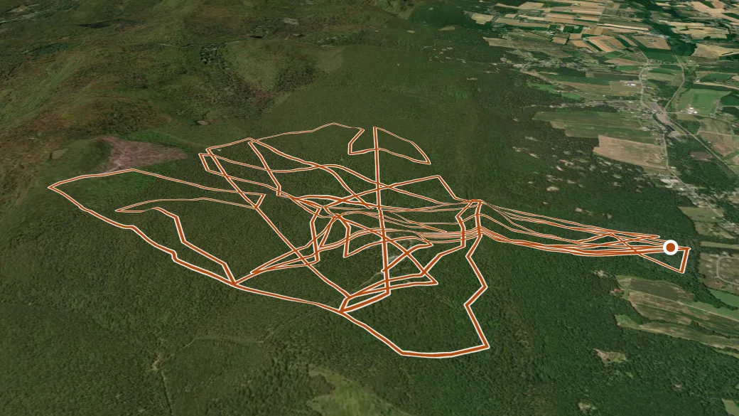 3-D terrain view of Kings Gap State Park Trails