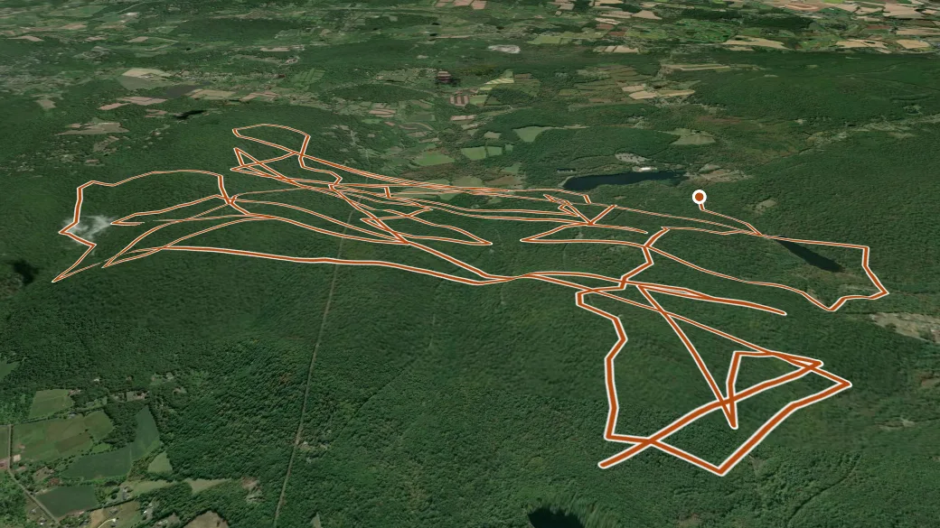 3-D terrain view of French Creek State Park Trails