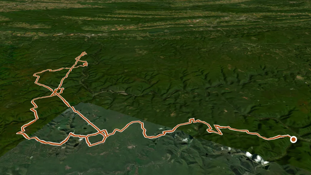 3-D terrain view of Donut Hole Trail