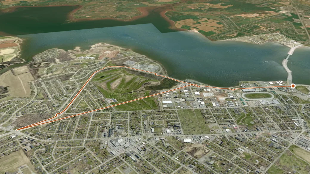 3-D terrain view of Riverside Dr AT