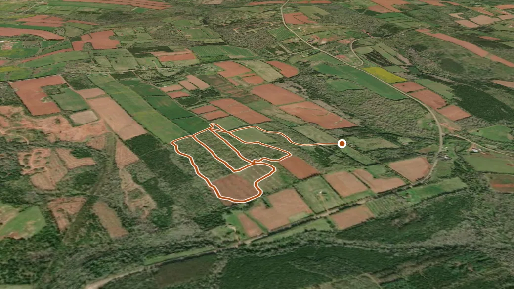 3-D terrain view of Callaghan Road Hiking Trail